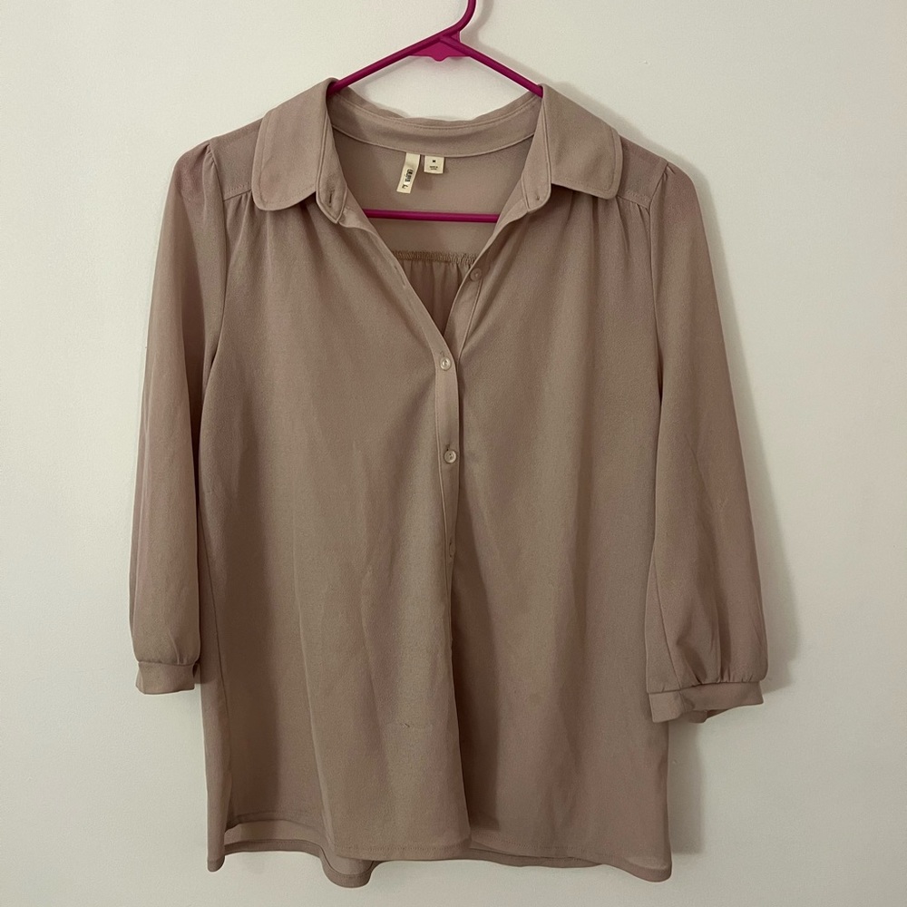 Frenchi sheer beige blouse szM NWOT